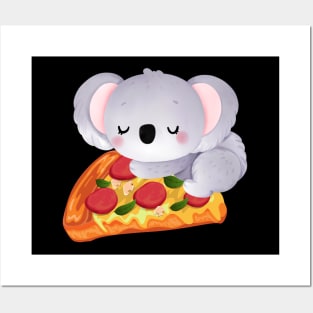 Cute Koala eats pizza perfect gift for pizza and koala lovers and pizza addicts Posters and Art